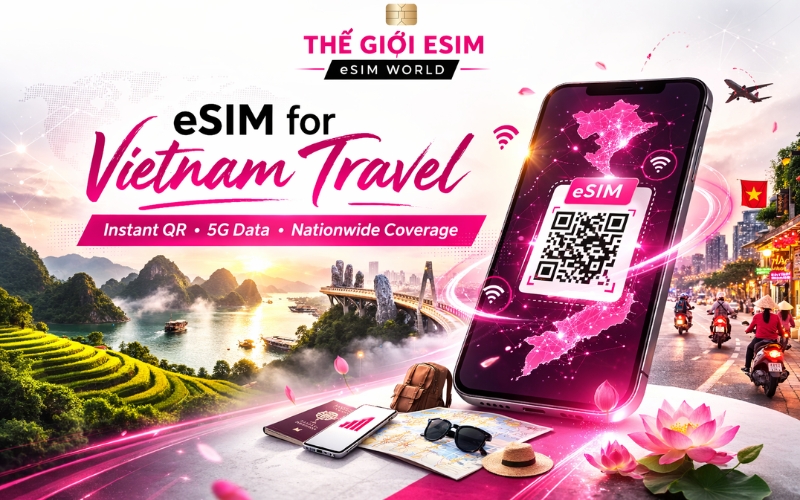 eSIM Data Only provides tourists in Vietnam with instant, seamless 4G connectivity via a quick QR code scan.
